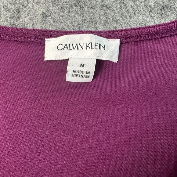 Calvin Klein Women Top Sz M Purple Knit VNeck Cap Ruffle Sleeve - Picture 6 of 8